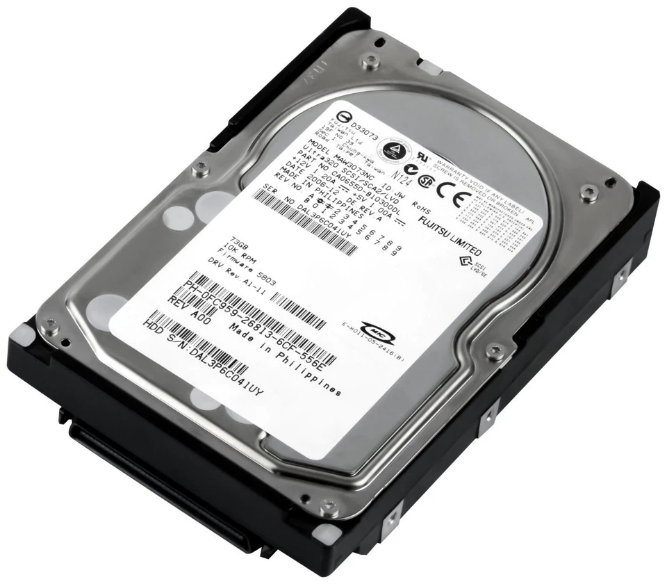 Hard Drive Dell 0FC959 FC959 73GB 10000U/Min 8MB SCSI U320 MAW3073NC 3.5 " Inch - Image 1 of 3