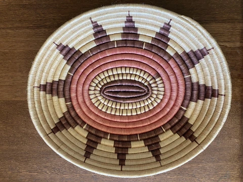 Hand Coiled Woven African Large Oval Basket Tray Basketwall Wall Art Boho Cover