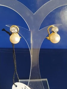 Orecchini con diamanti e perle coltivate in oro giallo e bianco 750 - Foto 1 di 11