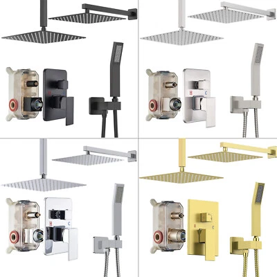 Shower Faucet Set 8-16" Rainfall Shower Head Combo System with Mixer Valve Kit - Image 1 of 2