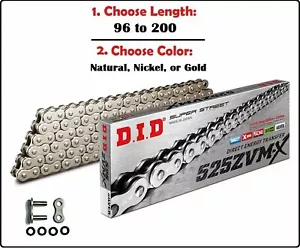 D.I.D DID 525 ZVMX Xring Drive Chain Gold Nickel or Natural W/ Rivet Master Link - Picture 1 of 1