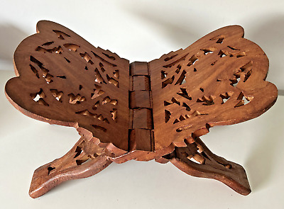 Decorative Book Holder/Rest Hand Wood Carve Folding Vintage • 18.81$