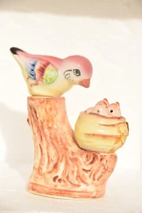 Mid Century, Keramik, Vogel im Baum mit Nest, Salz- und Pfefferstreuer, Japan, ha - Bild 1 von 7