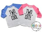Twin Boy/Girl Second Birthday Raglan Shirts Two Cool/Two Cute Toddler Twins 2nd
