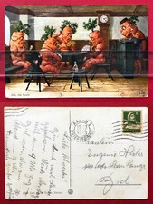 Artist postcard by ARTHUR THIELE 1925 beets in human form skat cards (877448