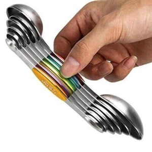 Magnetic Measuring Spoons Set of 6 Stainless Steel Dual Sided Stackable Teaspoon - Picture 1 of 11