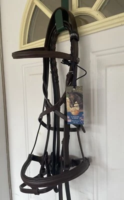 Passier English Bridle Horse Size Brown New, Flash Noseband, Reins, MSRP $319.95 - Image 1 of 4