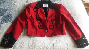 Chaqueta de Cuero Vintage West of Santa Fe Tachonada Pigsplit Roja y Negra Talla L - Imagen 1 de 11
