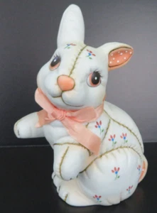 Geo Z Lefton 6.5” Rabbit Figurine 1987 #06147 Vintage Ceramic Patchwork Adorable - Picture 1 of 14
