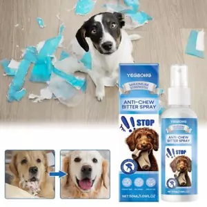 ANTI CHEW Spray Stop Dog Biting Chewing Bitter 100% Natural 50ml C8M7 - Picture 1 of 18