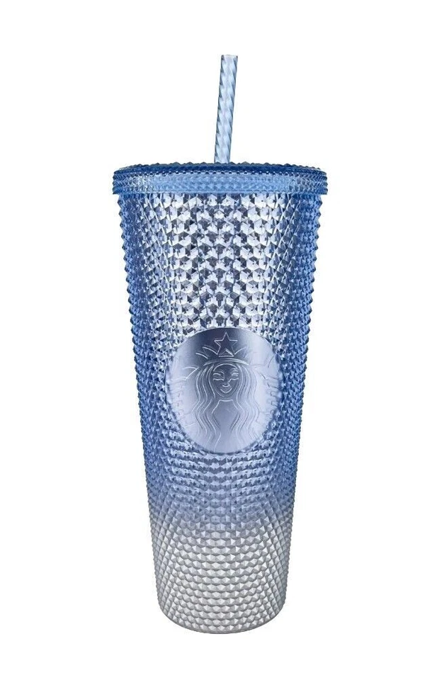 Starbucks 2023 Holiday Bling Ombre Blue Icicle Studded 24oz Cold Cup Tumbler