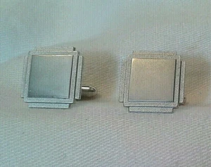 Vintage Anson Silver Tone Square Cuff Links - Picture 1 of 4