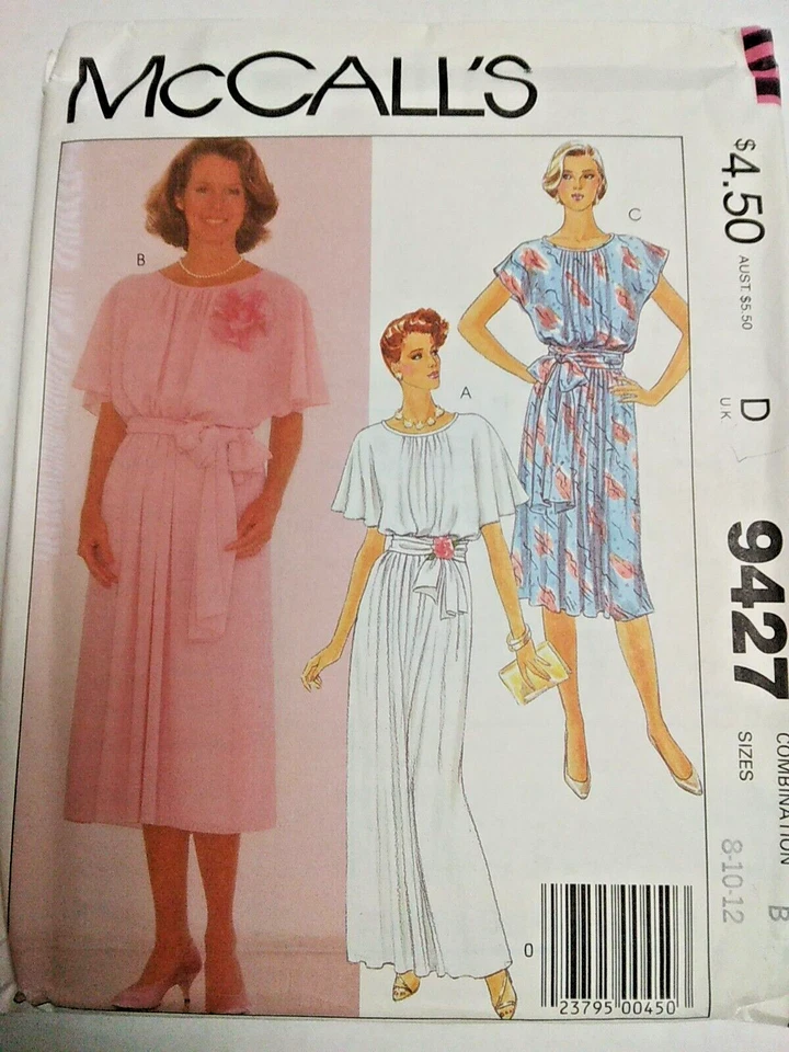 Dress Tie Belt Slip Scarf  B 8 10 12 McCalls 9427 Sewing Pattern UC 80s Capelet - Image 1 of 4