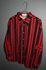 Versace Sport Gianni Vintage Wool Red Black Canadian Jacket Overshirt L-XL - Picture 1 of 12