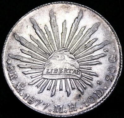 Mexico 1877 MO MH  8 Real  Mexico City Mint Limited Date  Re6f 50-710 - Image 1 of 4