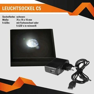 Leuchtsockel schwarz 5 LED's in Farbwechsel inkl USB Netzteil 3D Glas Würfel NEU - Bild 1 von 4