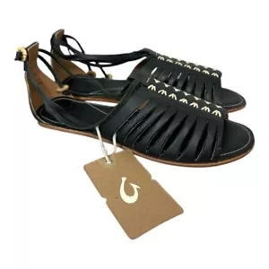 Olukai Hikina Black Leather Sandals size women’s 7 - Picture 1 of 5