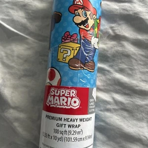 Super Mario Brothers Vintage Christmas Holiday Gift Wrapping Paper New - Picture 1 of 4