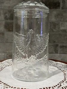 VTG Clear Embossed Glass American Eagle/Stars Lidded Apothecary Candy Jar 10” - Picture 1 of 10
