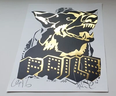 FAILE DOG NEGRO/DORADO Lámina Arte Doberman Perro Firmado Edición Limitada Impresión 2022 NUEVO Foto 1 de 4