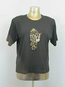 NWT Tan Jay Tiger Cat Shirt Womens Size M Chest 42 Black Short Sleeve 202-21859 - Imagen 1 de 6