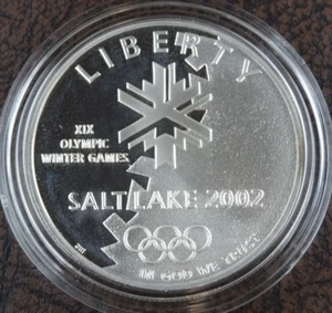 2002-P Salt Lake Olympic Silver Dollar Proof US Mint Commemorative Capsule Only - Picture 1 of 2
