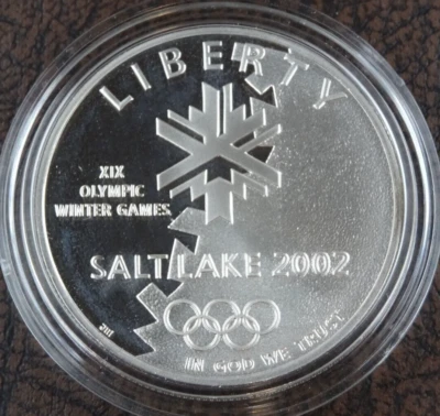 2002-P Salt Lake Olympic Silver Dollar Proof US Mint Commemorative Capsule Only - Image 1 of 2