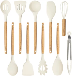 CAROTE Silicon Cooking Utensils Set for Kitchen,446°F Heat Resistant 10 Pcs Non- - Picture 1 of 12