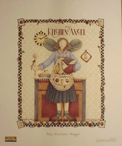 art print MY KITCHEN ANGEL Debbie Mumm angels in apron folk 11x13 - Picture 1 of 1