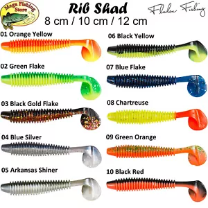 2 Stück Fladen Rib Shad Gummifisch Kunstköder Barsch Zander Hecht Raubfisch - Bild 1 von 11
