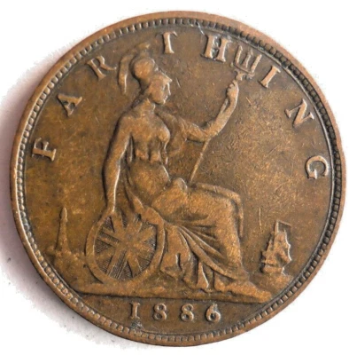 Gran Bretaña Farthing 1886 - Excelente moneda - ENVÍO GRATUITO - Bin #719 Foto 1 de 2