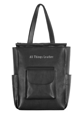 Unisex Leather Shoulder Laptop Backpack Bag Top Handle Travel Daypack Handbag - Image 1 of 4