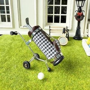 1/12 Scale Miniature Golf Cart with Checkerboard Design for Dollhouses Metal - Picture 1 of 10