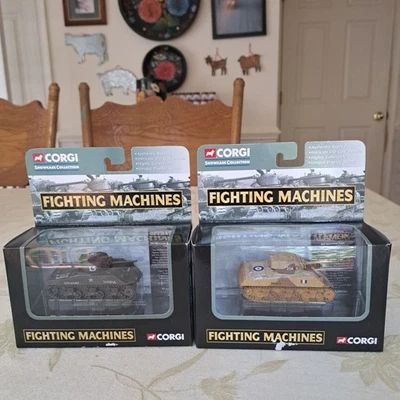 CORGI SHOWCASE COLLECTION FIGHTING MACHINES, 2 Different M4 Sherman Tanks, NIB - Image 1 of 4