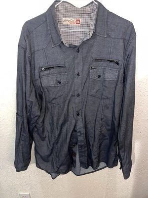 Sovereign Code Mens Button Down Shirt Size XL  Blue Multi Pocket Zipper Plaid - Image 1 of 4