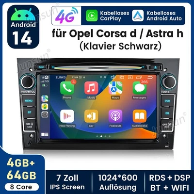 DVD 4+64GB Carplay Android13.0 Autoradio GPS Für Opel Corsa C D Astra H Zafira B - Bild 1 von 4