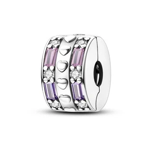 MULA Original Liebe Rosa CZ Clip DIY Charm Für Frauen Armband 925 Versilbert - Bild 1 von 5