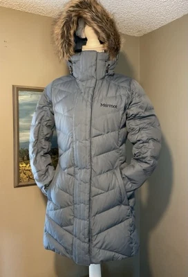 Marmot Womens Down Puffer Jacket Parka Hood Heavy Winter Trench Coat 700 Fill - Image 1 of 4