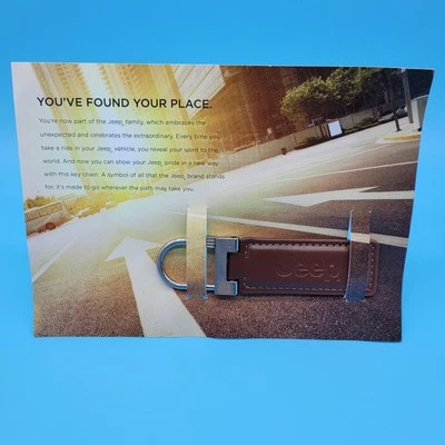 Llavero de Colección Jeep Cherokee Cuero Marrón y Metal Llavero Letras en Relieve ~ ¡Nuevo!! Foto 1 de 4