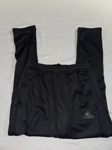 Adidas Track Pants Youth Sz L Triple Black Tapered Athletic Soccer EUC! - Picture 1 of 8