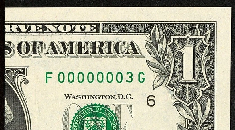 $1 1993 FRN Atlanta Fr# 1918-F Low Serial Number 3 PCGS 58 PPQ -AU - Image 1 of 3