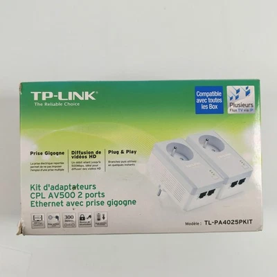 Lot 2 Prises CPL TP-Link AV500 TL-PA4025P Kit / 500 Mbps / 2 Ports Gigogne - Bild 1 von 4