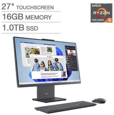 Lenovo IdeaCentre AIO 3 27ARR9 27" FHD Touch Ryzen 5 7535HS 16GB 1TB SSD W11 AIO - Image 1 of 2