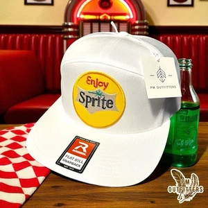 Retro Enjoy Sprite Embroidered Patch White Richardson 168 7-Panel Trucker Hat - Picture 1 of 6