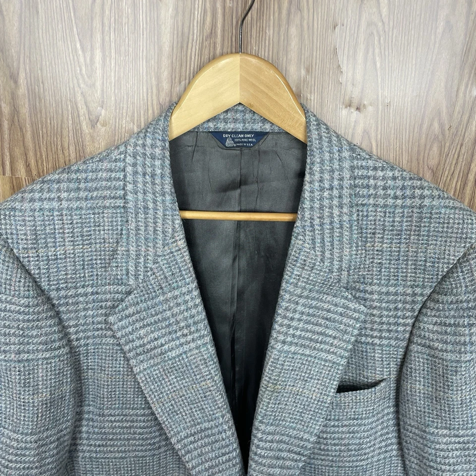 Abrigo Deportivo Kuppeheimer Vintage Para Hombre 44L Gris Multicolor Cuadros Tweed Lana EE. UU. Foto 1 de 4