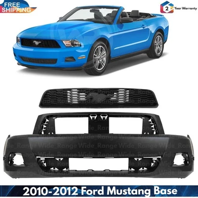 Front Bumper Cover Fascia Paintable & Grille Kit For 2010-2012 Ford Mustang Base Foto 1 de 4