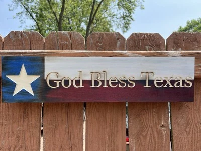 Wood Rustic Texas God Bless Texas Rustic Wooden street sign Made in America  - Image 1 of 4
