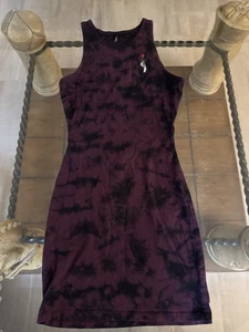 Empyre Kleid Damen Medium lila schwarz Batik ärmellos Skelett Rose Cutout - Bild 1 von 7