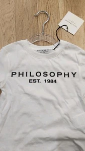Philosophy White & Black Long Sleeve Logo Tee Size 4 - Picture 1 of 2