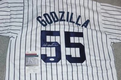 HIDEKI MATSUI "GODZILLA" Signed NEW YORK Pinstripe Jersey JSA COA WA929423 - Image 1 of 4